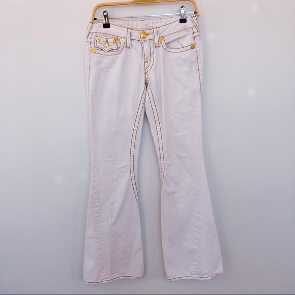 white and gold true religion jeans